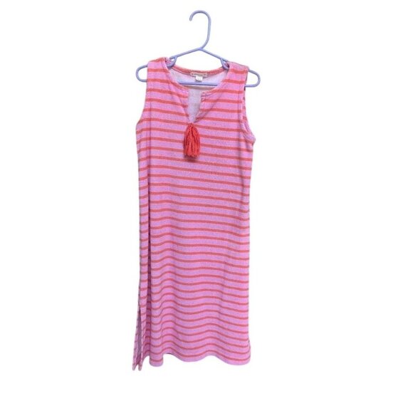 J. Crew Crewcuts Girls Dress Terri Towel Swim Coverup Pink Stripe 7 - Picture 1 of 4